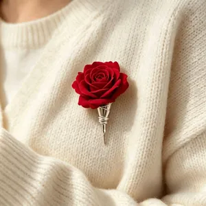 French Vintage DIY Floral Vase Brooch Pin Creative Silver Zinc Alloy Cone Shape Flower Holder Pin For Women Fashion Jewelry