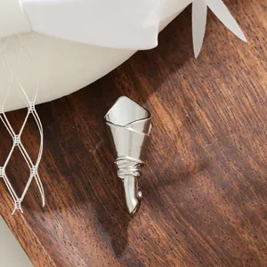 Elegant silver-toned bouquet brooch with a creative cone vase design for DIY floral arrangements