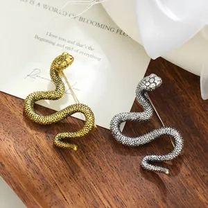 Broche de Serpiente Vintage Para Hombres Mujeres Aleación Forma de Animal Broche de Solapa Joyería Hip Hop De Moda Oro Plata