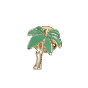 Exquisiter Emaille-Palmen-Brosche-Anstecker im Hawaii-Stil mit feiner Vergoldung