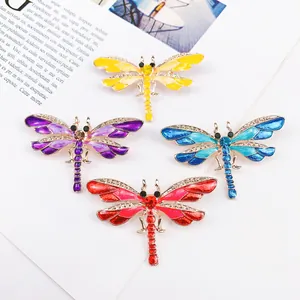 Vintage dragonfly brooches set with colorful enamel and sparkling rhinestones for gifts