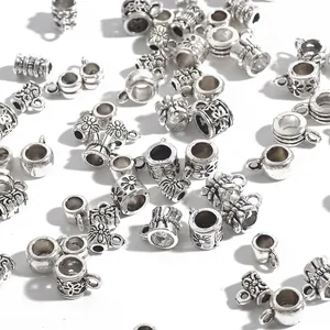 Vue détaillée de perles d'espacement en alliage argenté antique pour bijoux DIY