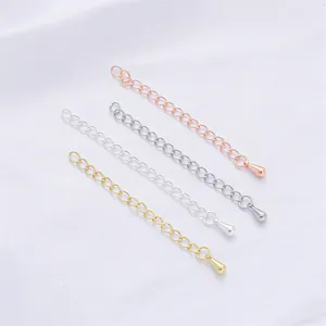 14K Gold Filled Extender Chain For DIY Bracelet Necklace Making Jewelry Findings Tail Chain With Water Drop Pendant