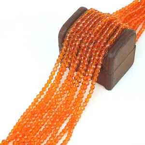 Vibrant 4mm orange faceted glass crystal round beads for DIY handmade jewelry crafts