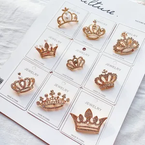 Eleganter Legierung Strass Krone Brosche Für Damen Koreanischer Stil Gold Silber Künstliche Perle Anzug Nadel Professionelle Bekleidung Dekoration