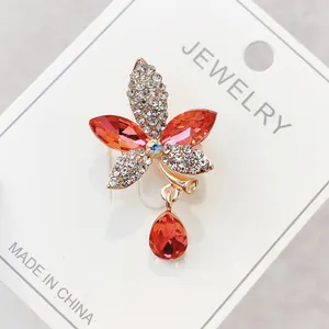 Fashion Alloy Rhinestone Safety Pin Brooch For Women Anti-Exposure Cardigan Scarf Buckle Crystal Teardrop Pendant Brooches Jewelry