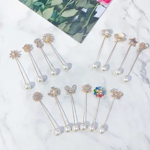 Damen Legierung Künstliche Perle Stick Brosche Strass Reversnadel Mode Blume Schmetterling Krone Stern Stick Pin Für Anzüge Kleid Schmuck Geschenk