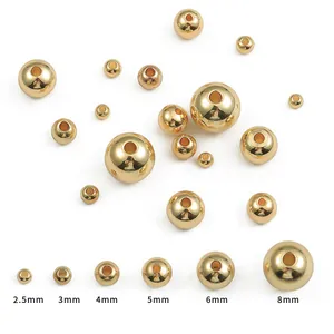 Detail view showing 14K gold-filled smooth round spacer beads in sizes 2.5mm to 8mm