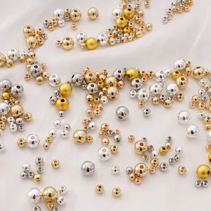 14K Gold Plated Smooth Round Copper Spacer Beads For Jewelry Making DIY Bracelet Necklace Handcraft Supplies High Shine Metallic Finish Beads