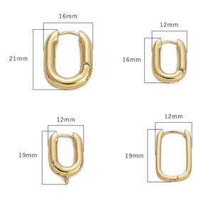 Cierres de pendientes ovalados en forma de U bañados en oro de 14K para hacer joyas