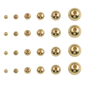 14K gold filled smooth round spacer beads in various sizes for DIY jewelry making