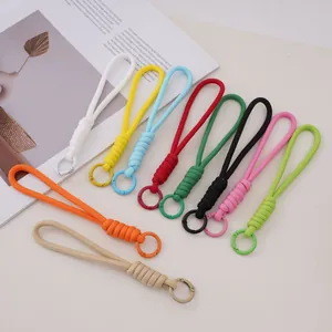 Multi-colored polyester paracord wrist straps with colorful circular carabiner clips
