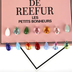 Colgantes de gota de vidrio de colores para creación de joyería DIY y manualidades