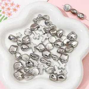 Silver CCB loose beads in cross and star shapes for DIY jewelry making accessories