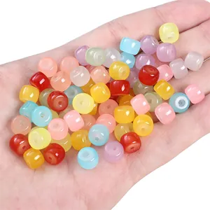 Poignée de perles de verre colorées de 8 mm avec finition imitation jade pour bijoux DIY