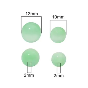 Light green resin cat eye round beads in 12mm and 10mm sizes for DIY jewelry making