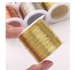 Macro view of high-quality gold color-preserving copper wire for DIY jewelry making.