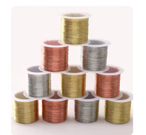 Detailed view of color-preserving copper wire spools in gold, silver, and copper tones