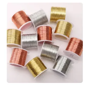 Detailed view of colorful metallic copper jewelry wire spools for DIY craft projects