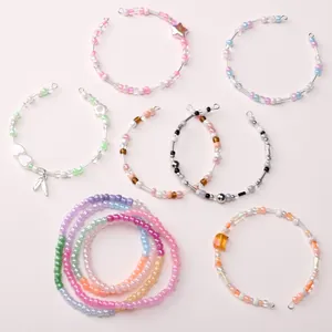 Handmade colorful 4mm cream glass seed bead bracelets and DIY jewelry components