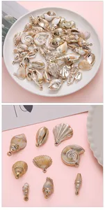 Close-up view of acrylic imitation shell pendants for DIY jewelry making material