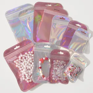 Holographic Jewelry Self-Sealing Bags Thickened Anti-Oxidation Plastic Pvc Ziplock Pouches For Earrings Rings Necklaces Small Items Storage Bags
