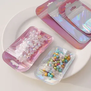 Holographic anti-oxidation PVC self-sealing jewelry storage bags for beads and charms