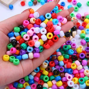 Acrylic Large Hole Pony Beads Barrel Beads For DIY Jewelry Making Bracelet Necklace Solid Transparent Luminous Beads Accessories