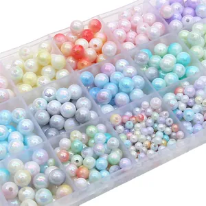 Perle finte in acrilico iridescente in scatola organizer per creazione gioielli
