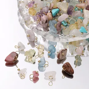 Mini pendentifs en pierre naturelle avec boucle dorée pour la création de bijoux
