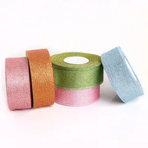 Colorful glitter ribbons rolls for DIY hair accessories and gift wrapping