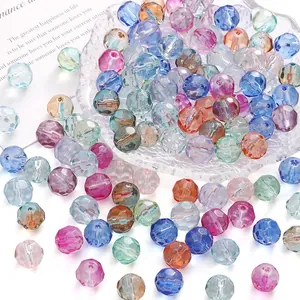 Assortiment perles en verre facettées 10mm translucides pour création de bijoux artisanaux