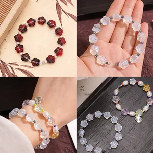 Pulseras hechas a mano con cuentas de rosa de vidrio de 12mm para proyectos de joyería DIY