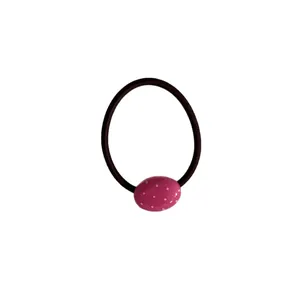 Elegante coletero ovalado con lunares rosas soporte elástico para cola de caballo