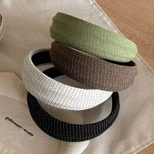Koreanischer Stil Polka Dot Breites Stirnband Stoff Haarschmuck Retro Herbst Winter High Cranium Stirnband Scrunchie Haarklammer Damen