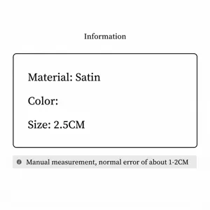 Detailed product specification for the 2.5cm wide satin fabric retro style headband
