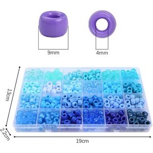 Coffret de 24 cases de perles pony avec dimensions des perles 9mm et boîte 19x13cm