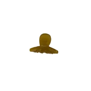 Minimalist small French style acetate hair claw clip in translucent ginger yellow finish
