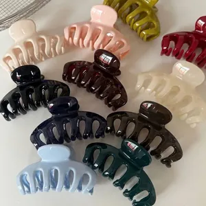Korean Style Large Dragon Bone Hair Claw Clip For Women High Gloss Polycarbonate Shark Clip Minimalist French Elegant Hair Accessories