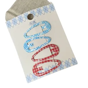 Set de 4 clips para el pelo BB con patrón de cuadros coloridos para peinar a niñas