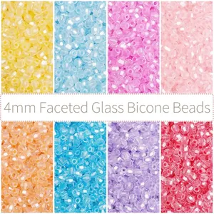 Perline di Vetro Biconiche da 4mm Cangianti Unicorn AB Vetro Sfaccettato Perline Sciolte per Fai da Te Braccialetto Collana Creazione Gioielli