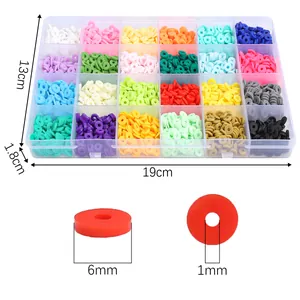 Detailed view of the 24-compartment clay bead kit with specific dimensions and bead sizes.
