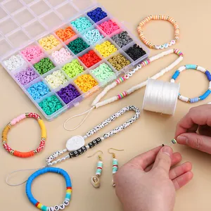 Macro view of 24-color 6mm polymer clay bead kit for DIY handmade jewelry crafting