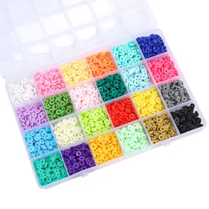 Premium 24-color 6mm polymer clay disc bead kit for DIY jewelry and bracelet making