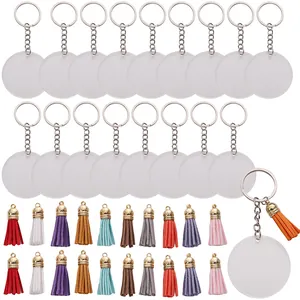 DIY Schlüsselanhänger Material Set Mit Transparenten Acrylrohlingen Bunten Quasten Und Legierung Ringen Für Handarbeit Schmuckherstellung