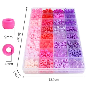 32-compartment bead organizer box with 9x6mm colorful barrel beads for DIY jewelry