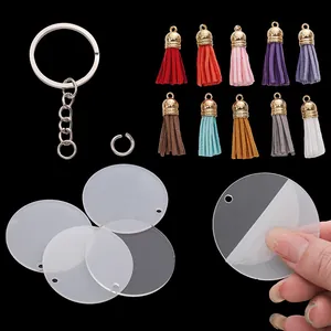 Komplettes DIY-Schlüsselanhänger-Set mit bunten Quasten und Acryl-Rohlingen zum Basteln