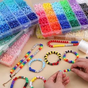 Kit de création de bijoux DIY 24 cases avec perles 9x6mm et breloques LOVE
