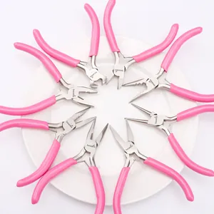 Professional pink mini jewelry pliers set for DIY crafting and wire wrapping