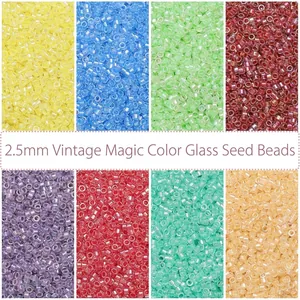 Iridescent Glass Seed Beads For Jewelry Making DIY Bracelet Necklace Antique Bugle Beads Tube Beads Loose Beads Crafts